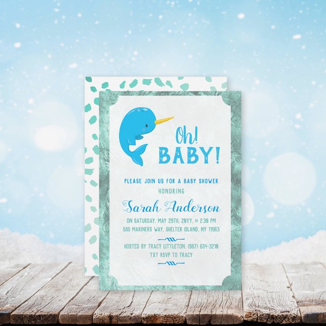 Invitation Baby Shower Baleine Bleue (Créateur téléchargé)