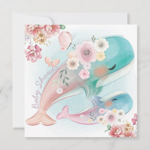 Invitation Baby shower baleines