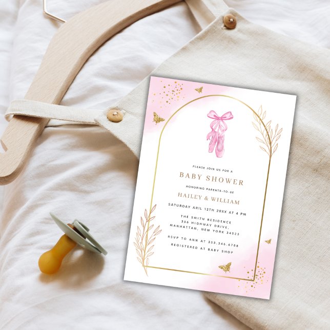 Invitation Baby shower Ballerina à l'arc doux et élégant (Sweet Elegant Arch Ballerina Baby Shower Invitation)