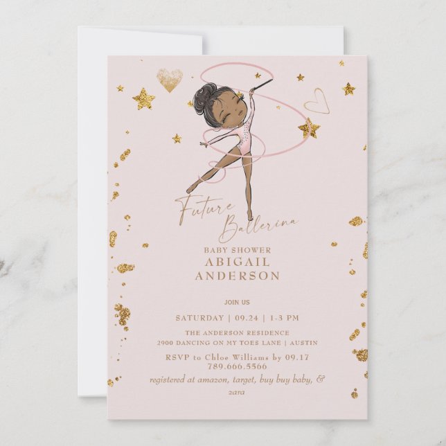 Invitation Baby shower Ballerina Blush II (Devant)