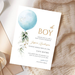 Invitation Baby Shower Ballon Eucalyptus