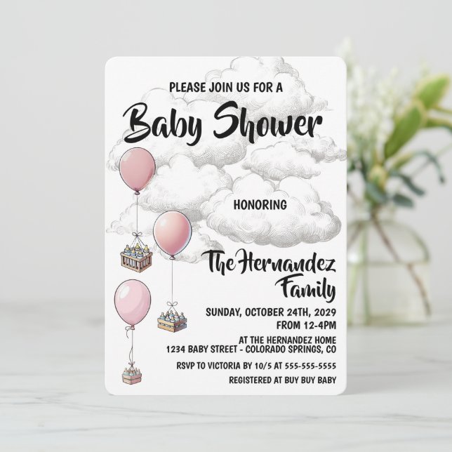 Invitation Baby Shower Ballons (Debout devant)