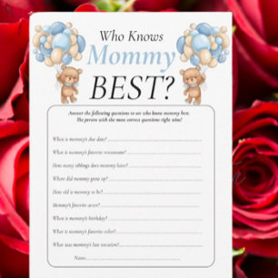 Invitation Baby Shower. ballons ours en peluche Bleu Qui Sai