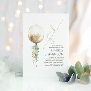 Invitation Baby shower balloon verdoyant et Parties scintilla