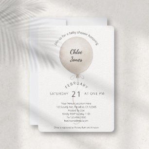 Invitation Baby shower ballotte beige moderne