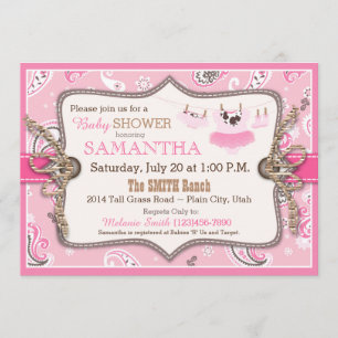 Invitation Baby shower Bandanna Print Cowgirl
