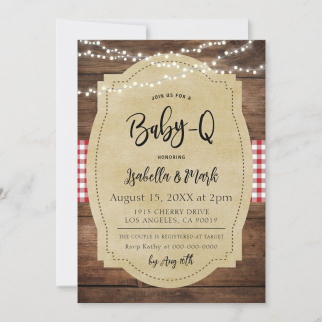 Invitation Baby shower barbecue Baby-Q (Devant)