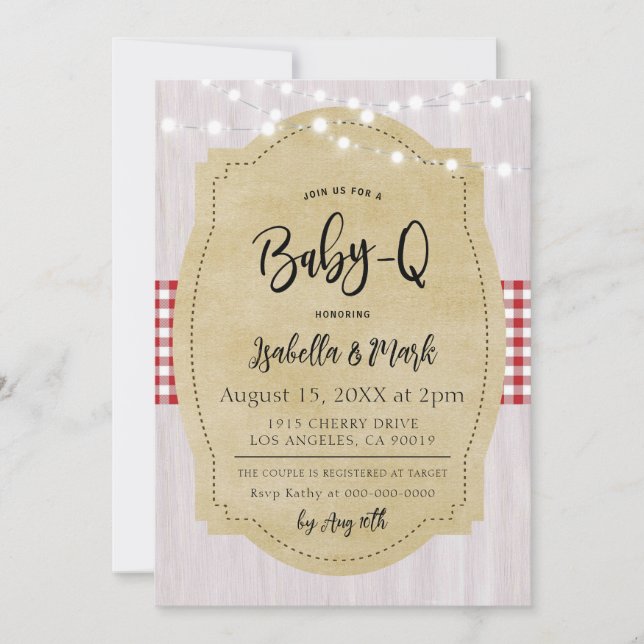 Invitation Baby shower barbecue Baby-Q (Devant)