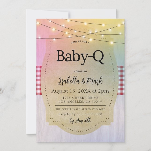 Invitation Baby shower barbecue Baby-Q (Devant)