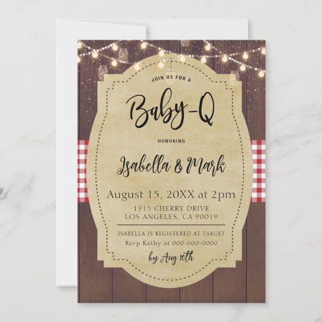 Invitation Baby shower barbecue Baby-Q (Devant)