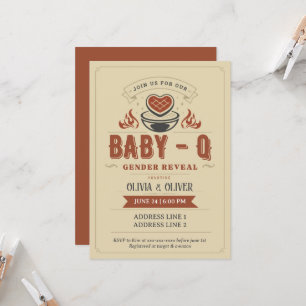 Invitation Baby shower barbecue, Baby-Q genre révéler