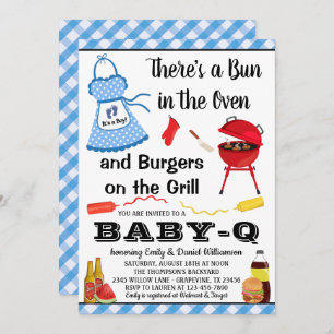Invitation Baby shower barbecue bleu garçon