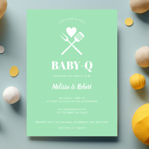 Invitation Baby shower barbecue moderne Simple Mint Green