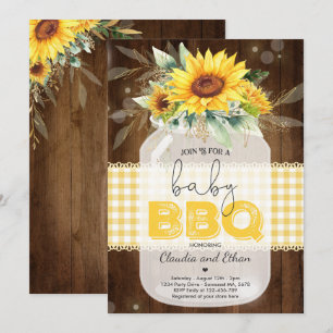 Invitation Baby shower barbecue Sunflower Baby Q Douche pour 