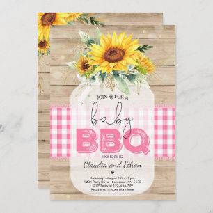 Invitation Baby shower barbecue Sunflower Baby Q Douche pour
