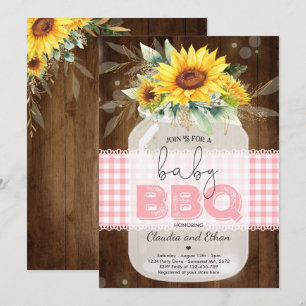 Invitation Baby shower barbecue Sunflower Baby Q Douche pour 