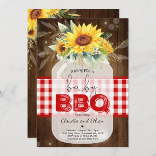 Invitation Baby shower barbecue Sunflower Baby Q Douche pour 