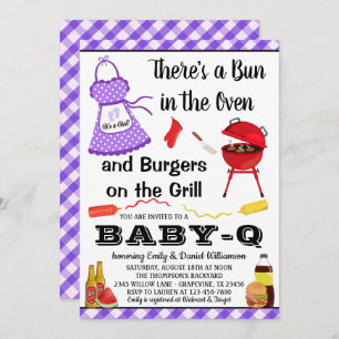Invitation Baby shower barbecue violet fille