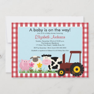 Invitation Baby shower Barnyard Animals