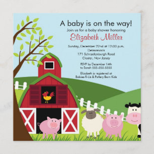 Invitation Baby shower Barnyard Animals