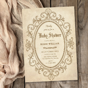 Invitation Baby shower baroque vintage victorien