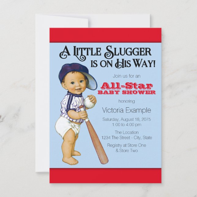 Invitation Baby Shower Baseball pour Garçon (Devant)