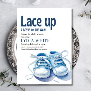 Invitation Baby shower Basket garçon, Baby shower dentelé