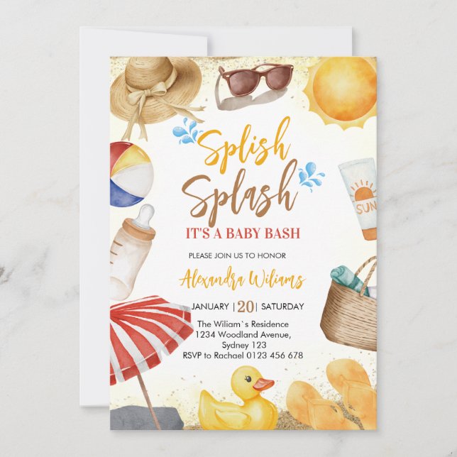 Invitation Baby shower Bassin Splish Splash Baby (Devant)
