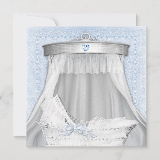 Invitation Baby shower Bassinet bleu (Devant)