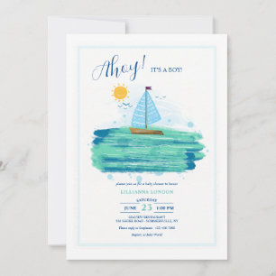 Invitation Baby Shower Bateau à Voile Miniature