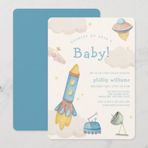 Invitation Baby Shower Bateau Spatial Bohème Fusée
