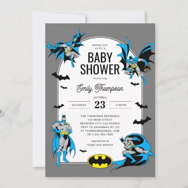 Invitation Baby shower Batman personnalisé (Devant)