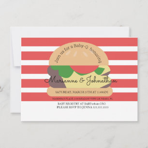 Invitation Baby shower BBQ Baby Q Jardin Hamburger