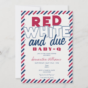 Invitation Baby shower BBQ Blanc Rouge et 4 juillet BABY-Q Ro