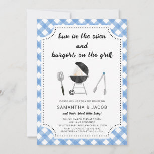 Invitation Baby shower BBQ bleu