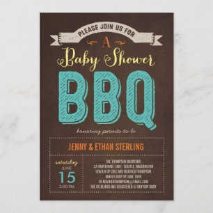 Invitation Baby shower BBQ - Bleu