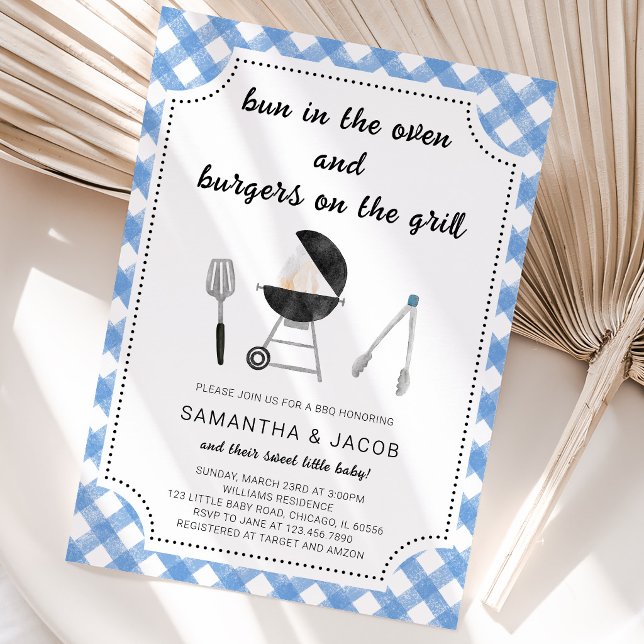 Invitation Baby Shower BBQ Bleu (Créateur téléchargé)