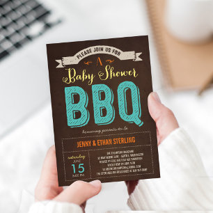 Invitation Baby shower BBQ - Bleu