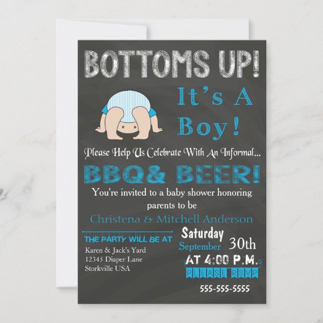 Invitation Baby shower BBQ (Bleu) (Devant)