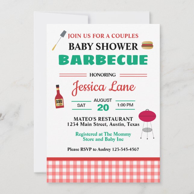 Invitation Baby shower BBQ Couples (Devant)