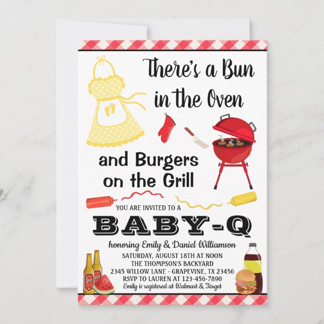 Invitation Baby Shower BBQ Mixte (Devant)
