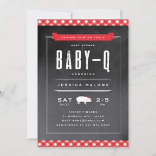 Invitation Baby shower BBQ pour bébé à carreaux