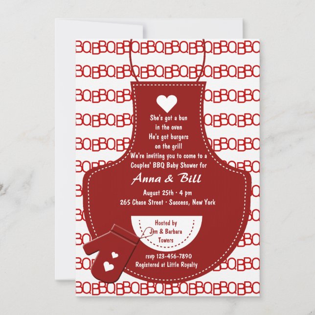 Invitation Baby shower BBQ Red Apron (Devant)