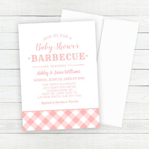 Invitation Baby shower BBQ Rose En vichy Plaid