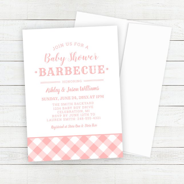 Invitation Baby shower BBQ Rose En vichy Plaid (Créateur téléchargé)