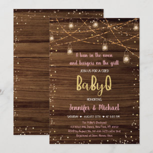 Invitation Baby shower BBQ rose Rustique pour bébé