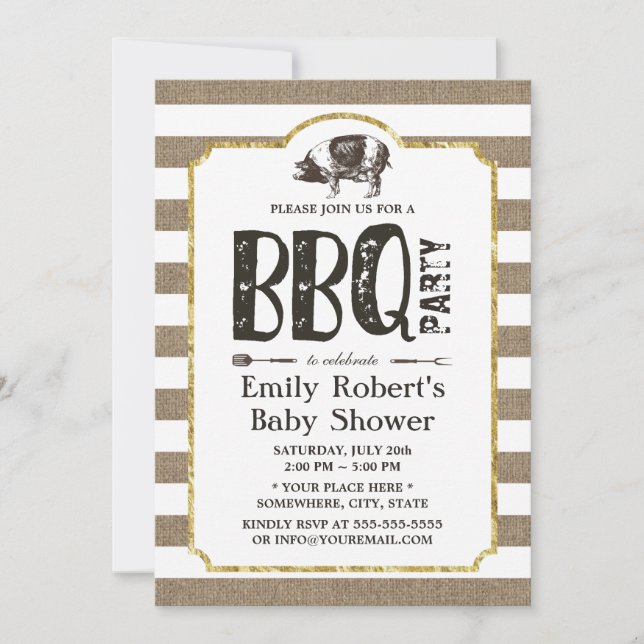Invitation Baby shower BBQ Rustique Bracelet (Devant)