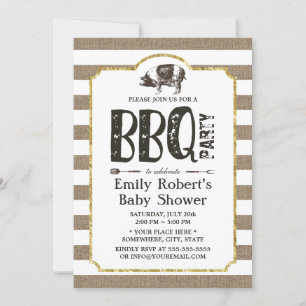 Invitation Baby shower BBQ Rustique Bracelet