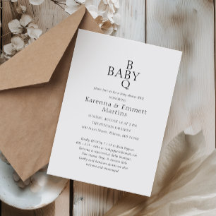 Invitation Baby shower BBQ simple blanc