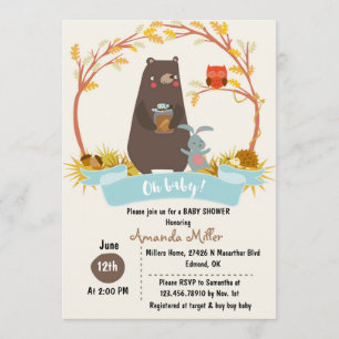 Invitation baby shower Bear